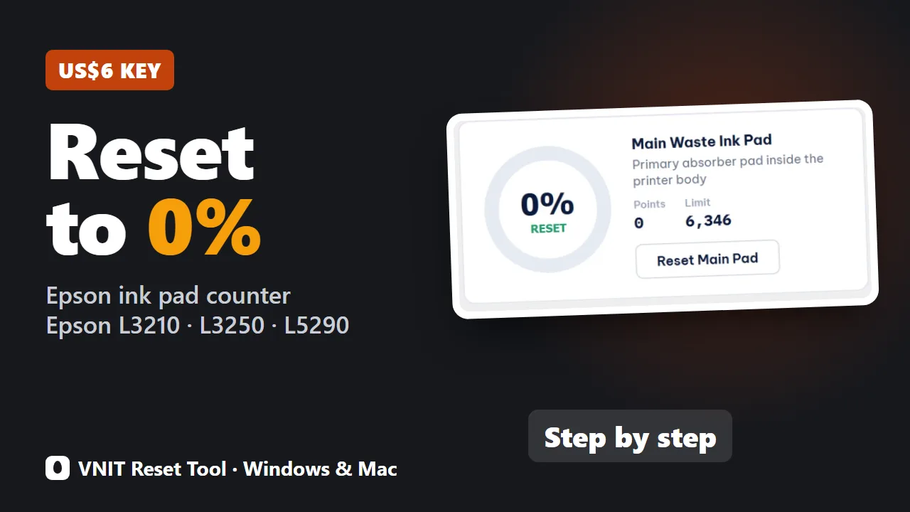 Reset the ink pad counter to 0% with a key